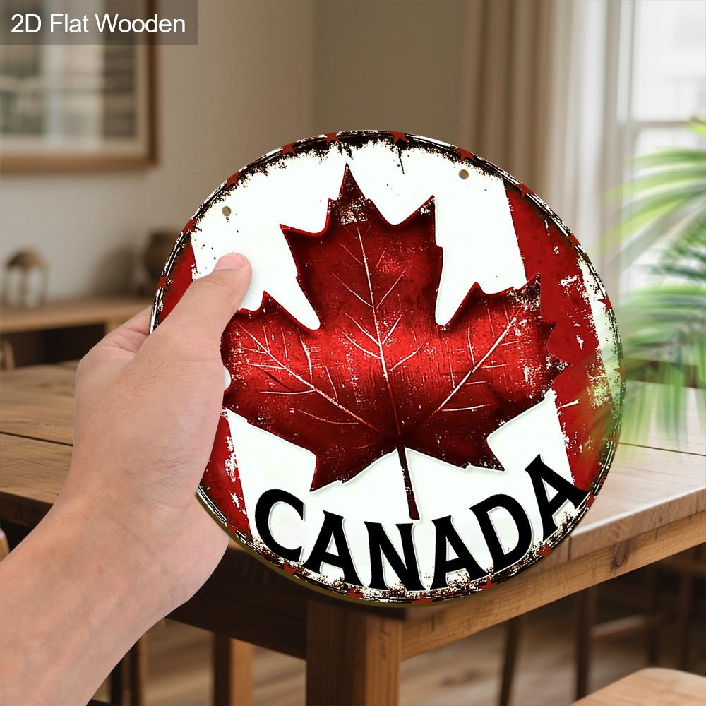 JIT 1pc 2D Flat Retro Style Wooden Decorative Signs & Plaque, Canada Day Sign, Canada Maple Leaf Design, Suitable for Family Front Door Living Room