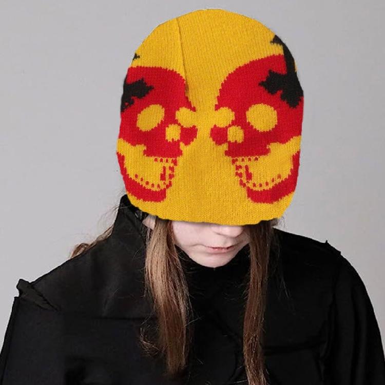 Women Knit Beanie Warm Ear Protector Hat Teens Halloween Jacquard Handmade Hat