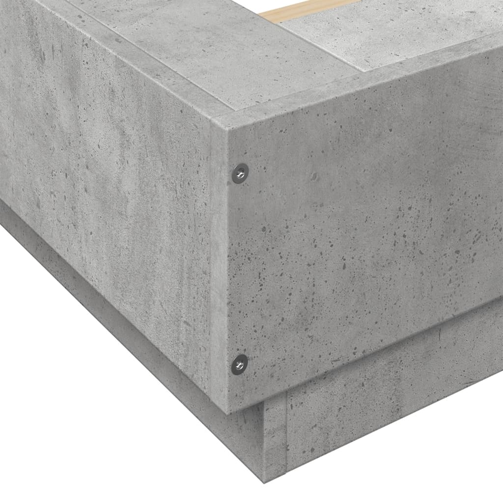 LED Bed Frame in Concrete Grey 150 x 200 cm Engineered Wood