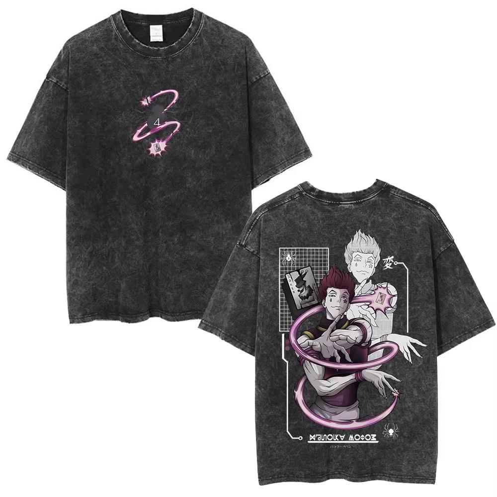 

Anime Hunter X Hunter Phantom Troupe Washed Tshirts Hisoka Graphic Print T Shirts Men Women New Clothing Cotton Tee Shirt XL