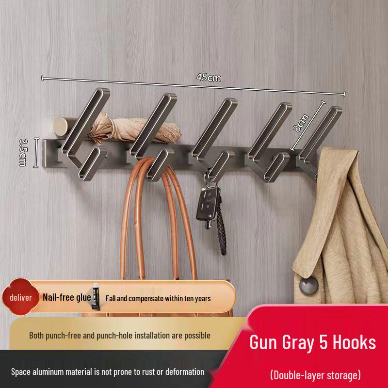 Wall-Mounted Coat and Clothes Hook – No-Punch Behind-Door Wardrobe Rack for Entrance and Hallway