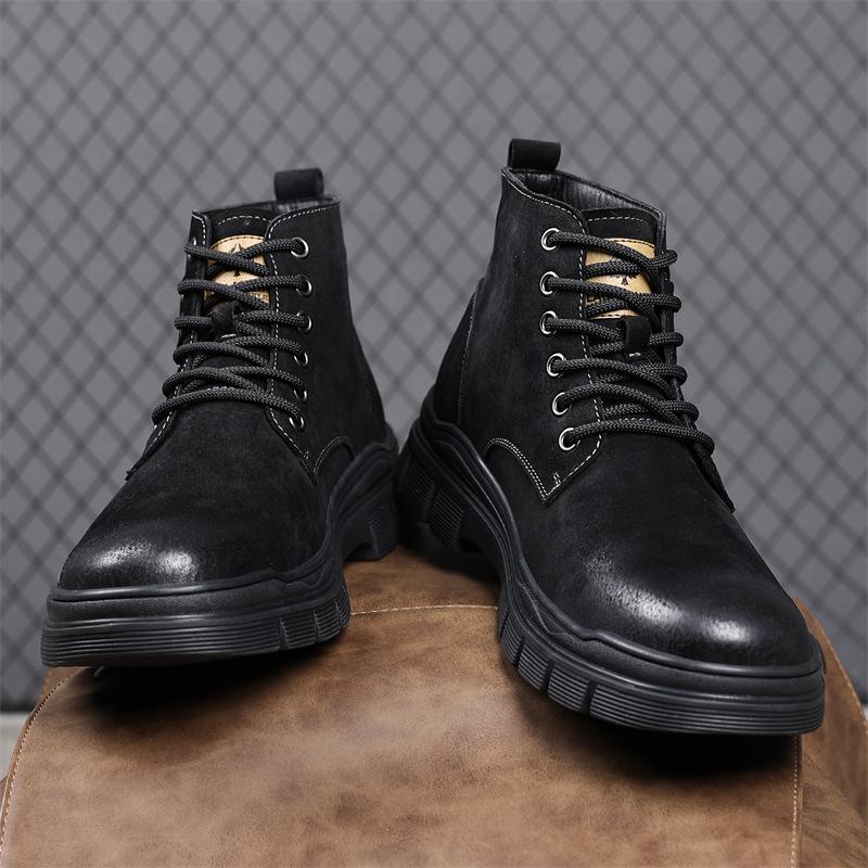 Britse Hoge Casual Sport Retro Werklaarzen voor Mannen Herfst Winter Mode Platform Schoenen Man Nieuwe Designer Leren Laarzen Man
