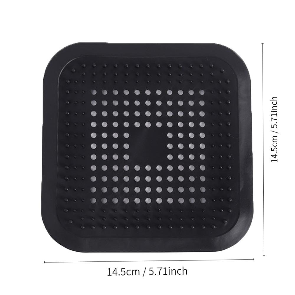 2Pcs Practical TPR Drain Hair Catcher Easy to Install Grey&Black Drain Stopper Durable Square Shower Drain Cover Bathroom