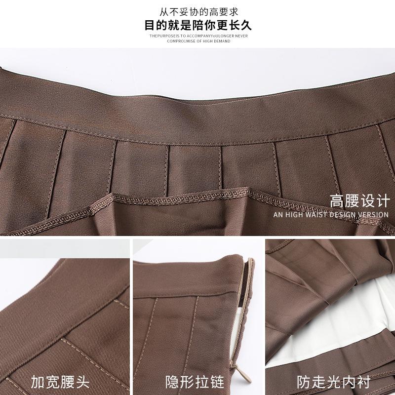 Women Suit Fabric Pleated Skirt High Waist A‑Line JK Uniform Mini Skirt Two Lengths Anti‑Chafing Safety Shorts Preppy Style For All Seasons