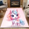 Cute Pink Unicorn Cartoon Printed Carpet Living Room Bedroom Decor Non-slip Parlor Floor Mat Surface Smooth Carpet Birthday Gift