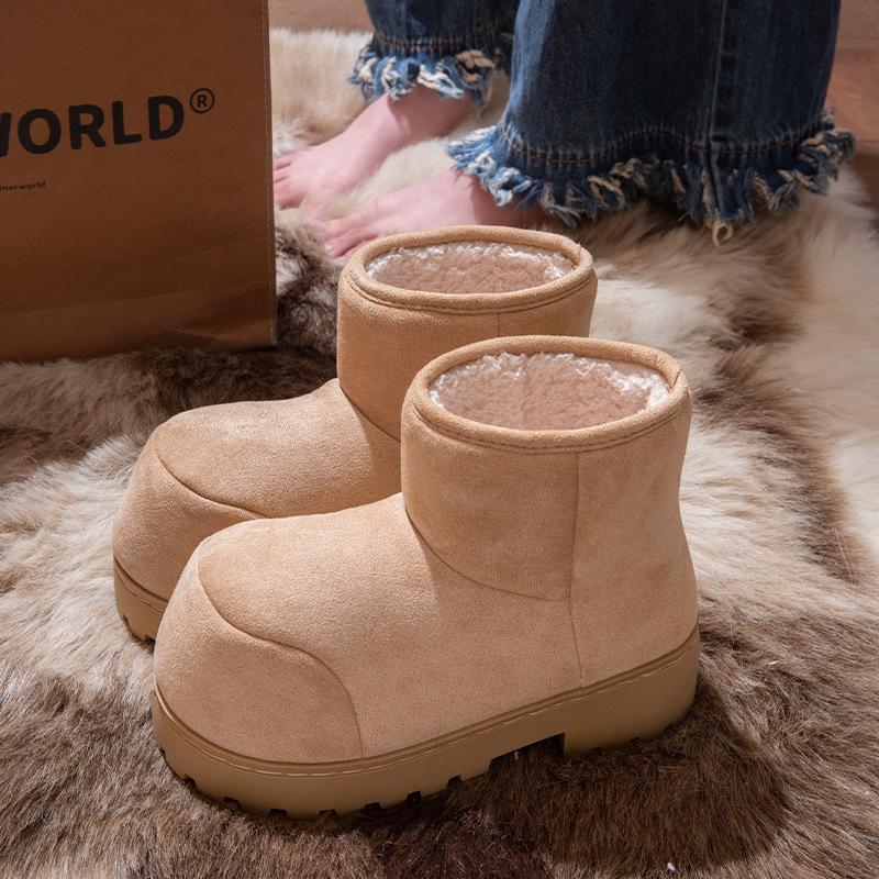 

Women s Large Size Soft Sole Winter Warm Non-slip Fur One Big Head Snow Boots Padded Lined Ankle Boots Non-slip Sports Cotton Boots Bread Shoes 36/37 хаки
