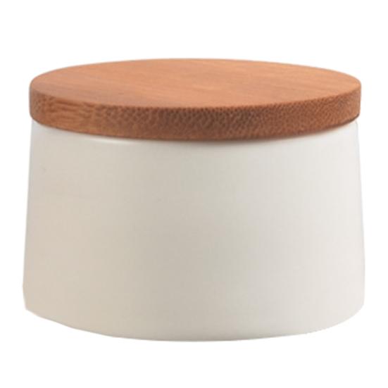 Ceramic Tea Canister with Bamboo Lid Airtight Tea Herb Storage Jar 20g Capacity Spice Box Case Organizer for Coffee Beans Cosmetics