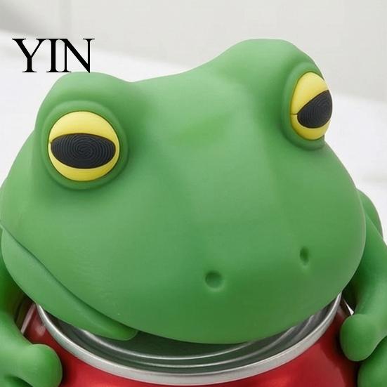 Silicone Soda Can Cover Cute Frog Cover, 3D Print PLA Beverage Lid Flexible Grip Sleeve Protector, Dustproof Drink Sleeves for Outdoor Activities And