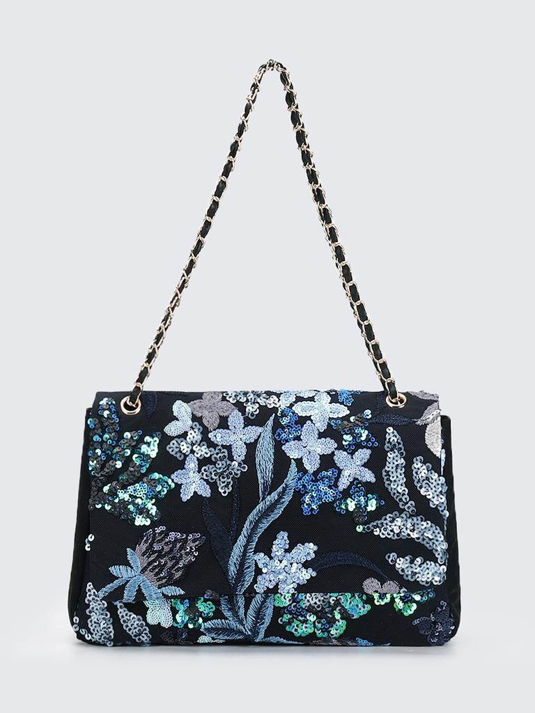 Embroidery sequined shoulder bag summer new niche woven straw bag high-end large-capacity armpit bag
