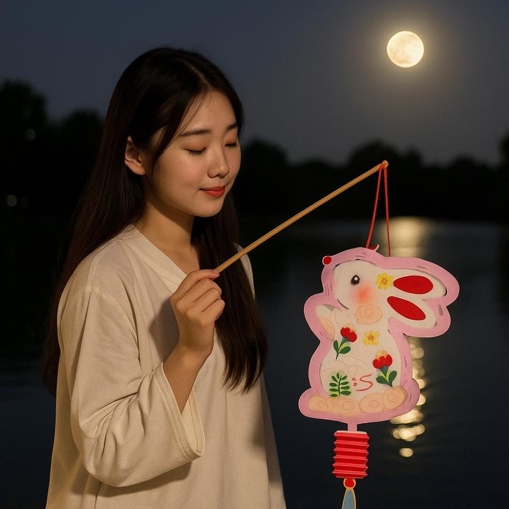 3D Middle Autumn Festival Lantern Rabbit Ancient Style Handheld Lantern  Children