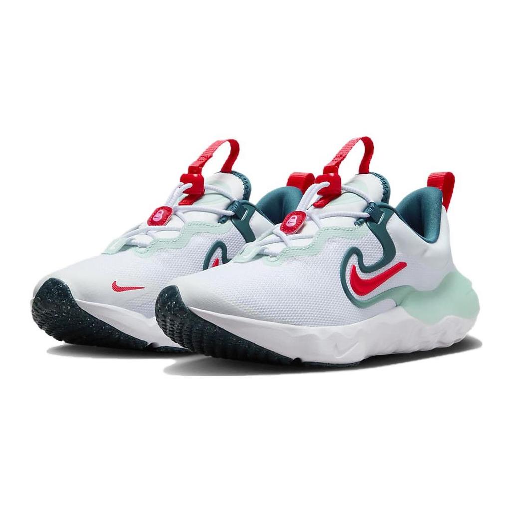 Nike Run Flow GS White Siren Red Jade Ice Kids Sneakers Geode-Teal DR0472-101