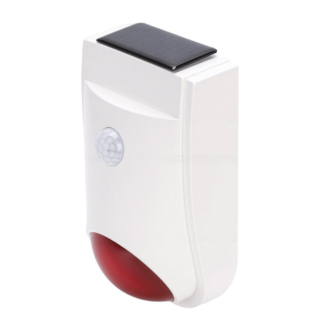 Solar Infrared Sound Light Alarm Custom Voice Input 110dB Waterproofing Wireless Motion Sensor Siren for Home Security