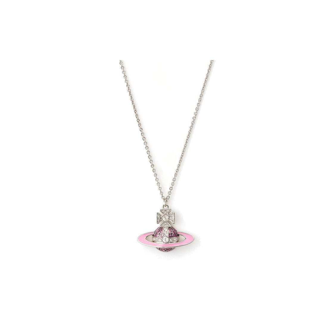 Vivienne Westwood Roxanne Rhinestone Colorful Glaze Enamel Necklace Women necklace Silver 630203AO-02P309 Box