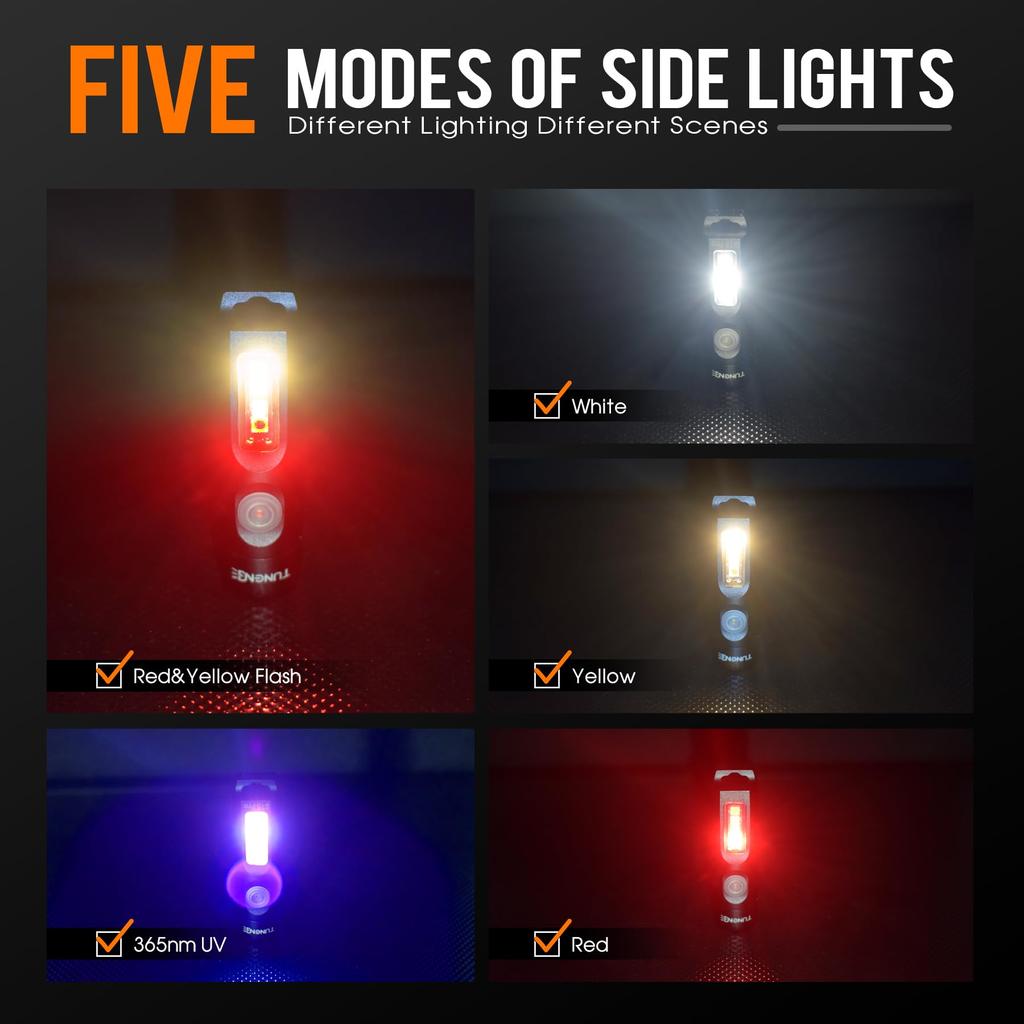 TUNENGE S15Pro Keychain 750 High Lumens EDC Pocket Flashlight with USB C Rechargeable Mini Flashlight with Perfect for and Repairs Flashlight, Clip,