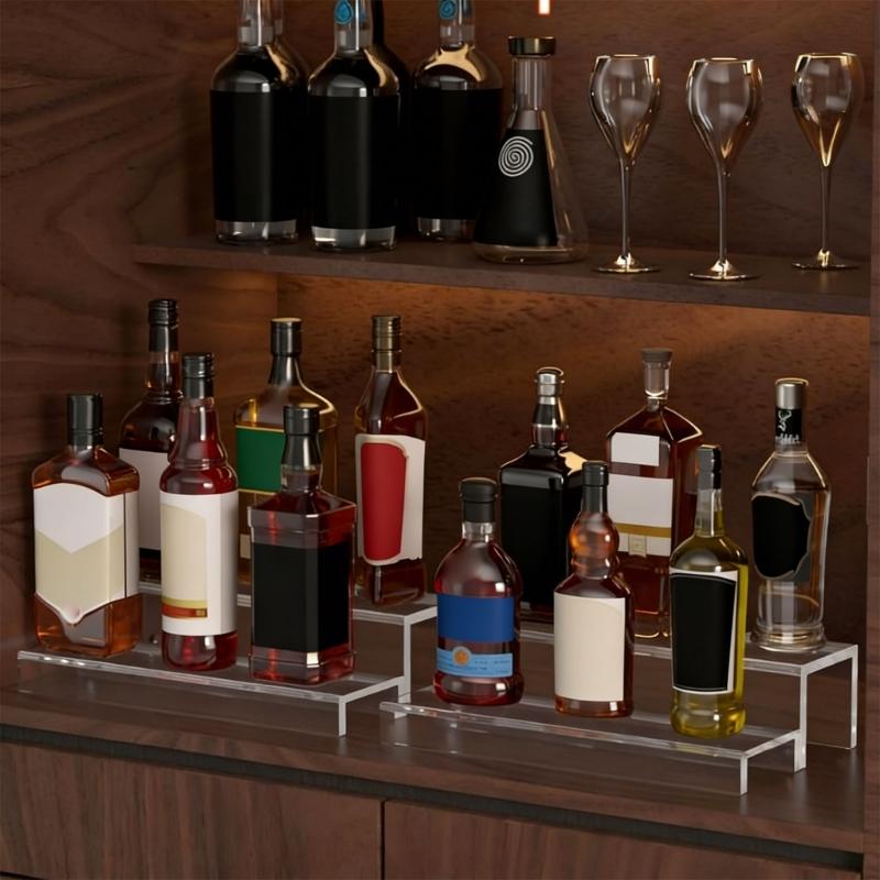 2 Tiers Wine Rack Craft Of Sturdy Acrylic Materials For Kitchen Or Offices Use