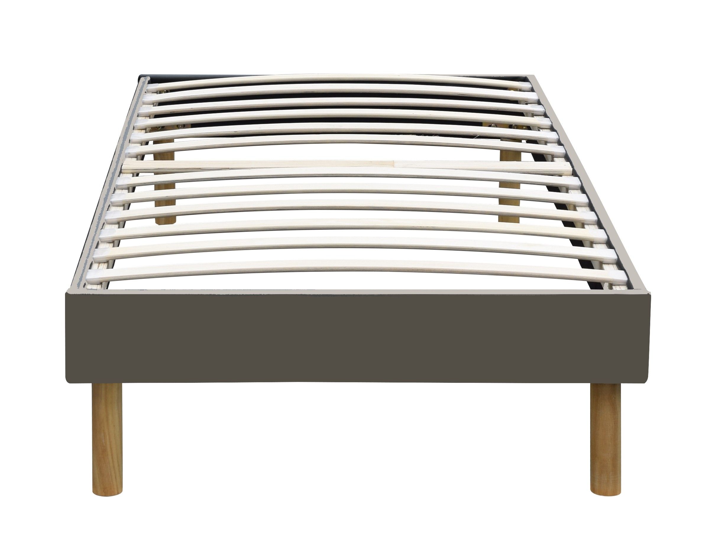 Sommier Tapissier gris + Pieds en 20 cm pour matelas en 120x190 - 2 x 13 Lattes - King of Dreams