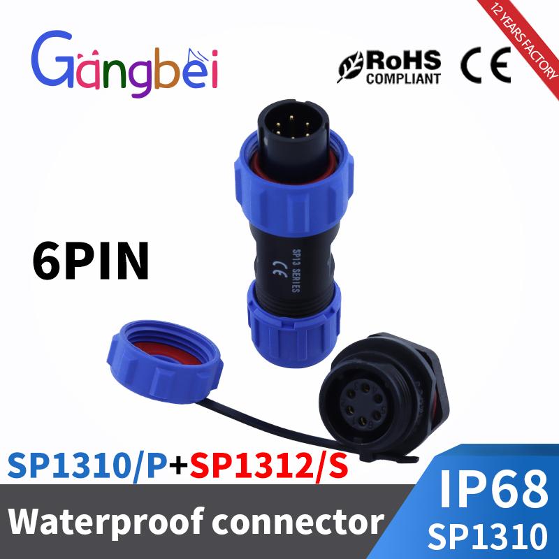 SP13 Waterproof Connector Male Plug Female Socket Panel Mount Wire Cable Connector Aviation Plug IP68 2/3/4/5/6/7/9 Pin GBDQA Plug Connectors 4