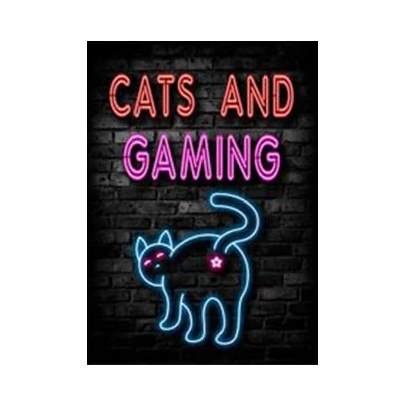 

Скандинавские Кошки и Игры Неоновые Арт Постеры и Принты Картина на Холсте Настенные Картины для Мальчиков Игровая Комната Настенный Декор Домашний Декор 8X12inch 20x30cm