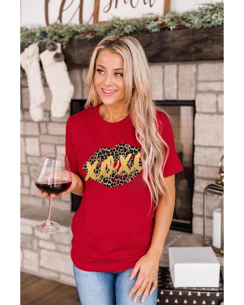 Azura Exchange Leopard Lips Glitter Graphic Tee