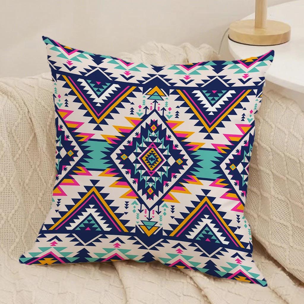 4Pc Colorful Geometric Patterned Pillowcasessuitable For Sofa Car Bedroom Decorative Cushion Cover Pillow Cover