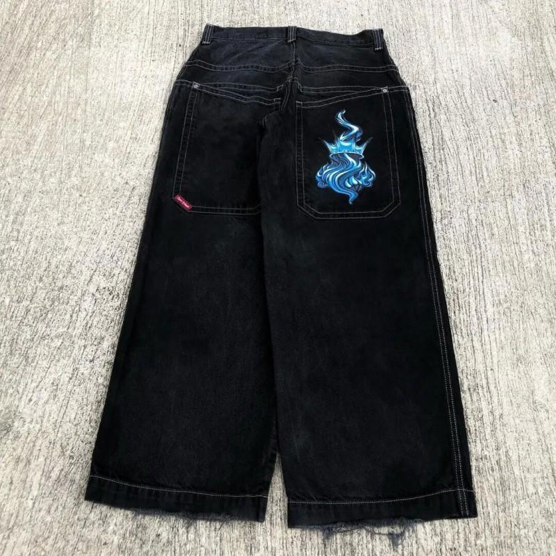 Mens Wide Leg Straight Fit Denim Jeans Casual Loose Cotton Pants Streetwear Hip Hop Fashion