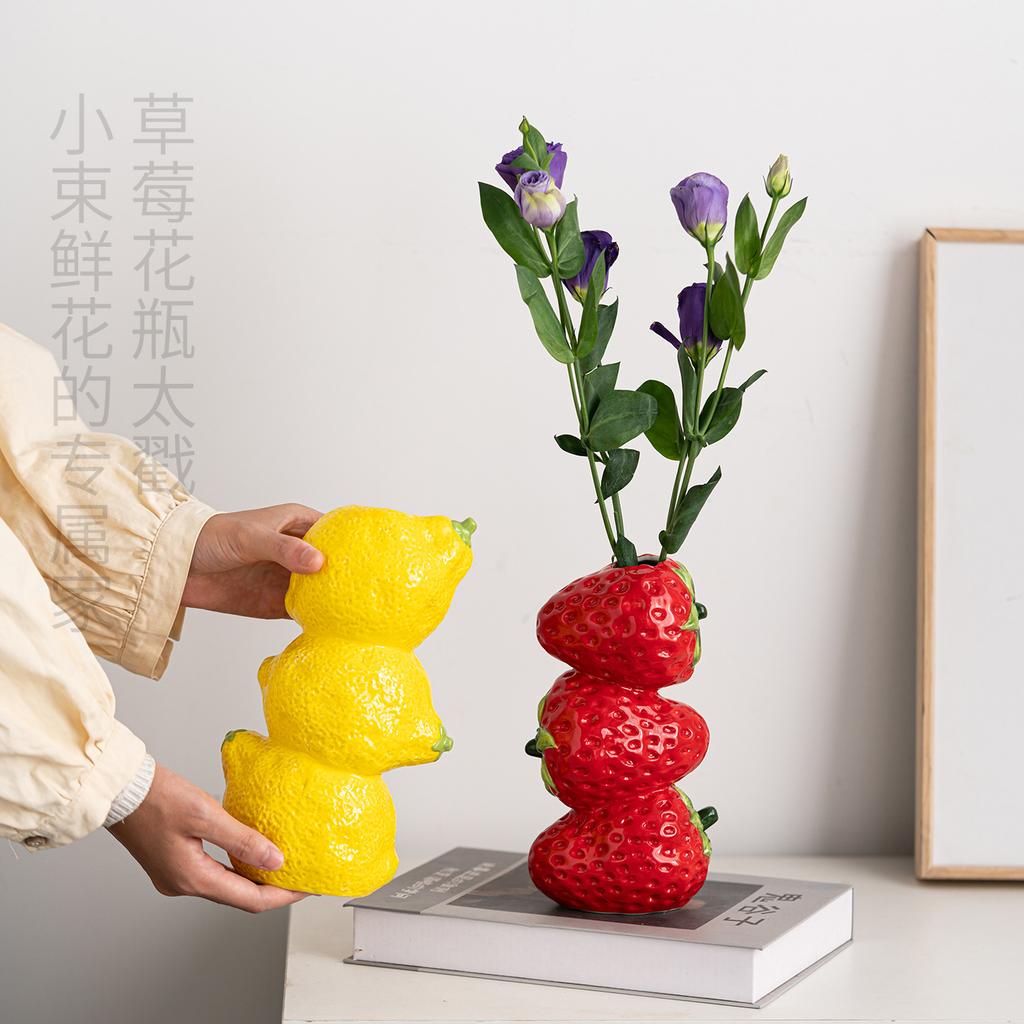 Creative Fruit Ceramic Vase Small Fresh Home Desktop Decoration Ornament Simple Art Flower Arrangement