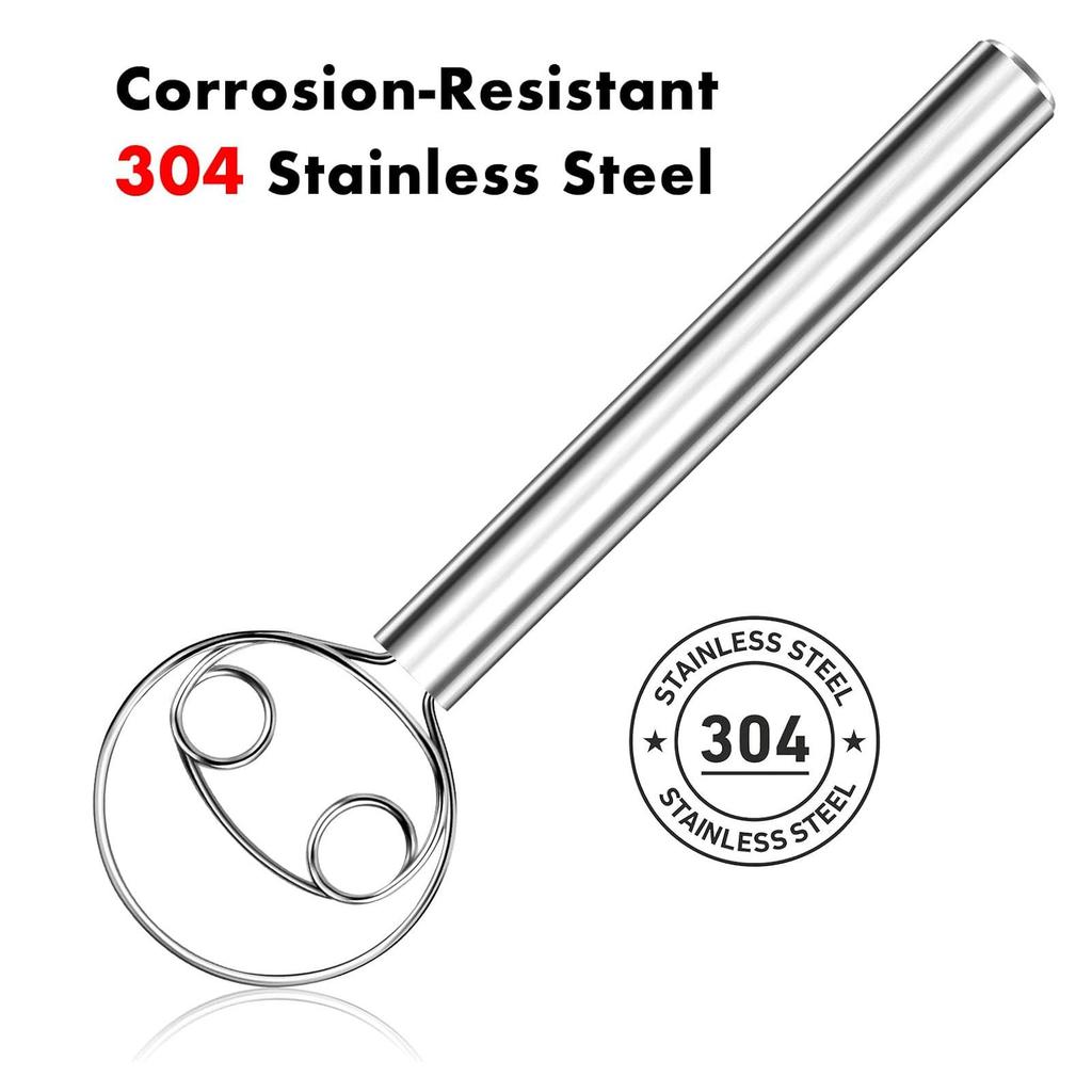 304 Stainless Steel Dough Whisk, Dishwasher Safe Danish Dough Whisk, Dutch Bread Whisk for Sourdough, Pizza, Pastry, Cake Batter, 12-inch Sourdough