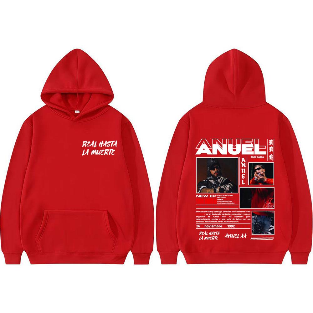 Rapper Anuel AA Real Hasta La Muerte Album Tour Cover Sweatshirt Men Women Vintage Hip Hop Trend Hoodie Streetwear Loose Hoodies