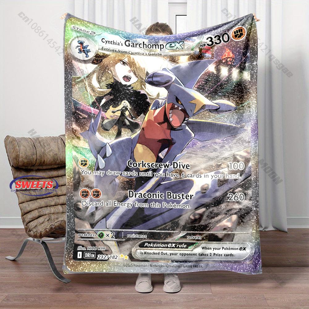 Free Shipping! Pokemon Garchomp Cards Print Blanket Warm Soft Comfortable Home Travel Sofa Bedding Cover Blanket Holiday Gift