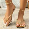 Fashion Women's Narrow Band Pinch Toe Flat Slippers 2025 Summer New Roman Shoes Open Toe Beach Sandals Plus Size 43 Zapatos De Mujer