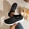 Women's Sports Shoes Spring New Round Head Shallow Mouth Glitter Mesh Cloth Breathable Soft Sole Non-slip Single Shoes