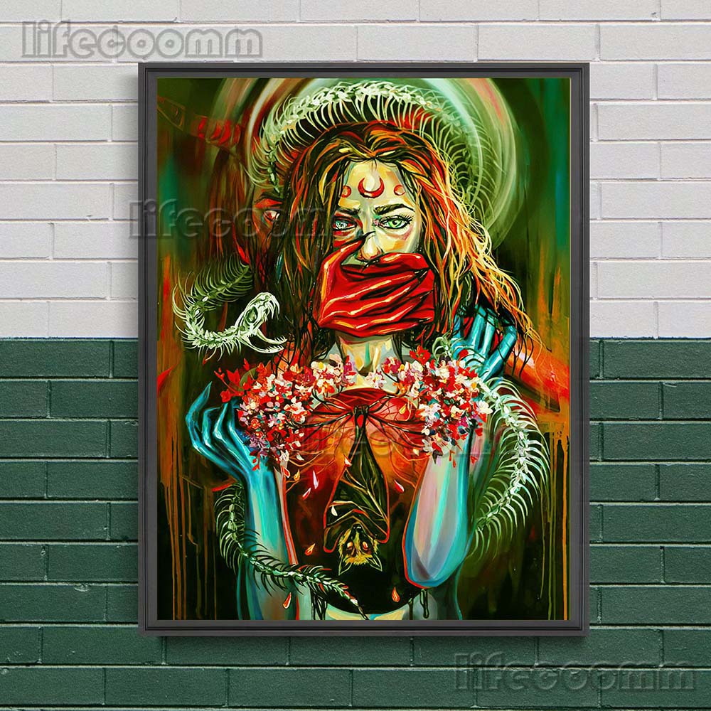 Gotycka Konstelacja Wiedźma Surrealistyczny Wydruk Sztuki Czaszki Dekoracja Ścienna Sztuka Płótno Malowanie Wystrój Domu Straszny De Wicca Plakat Wydruk Bez Ramki