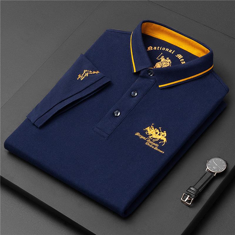Herren Cross-Border Polohemd, Sommer 2024: Vaters lässiges Kurzarmhemd mit Umlegekragen im Business-Casual-Stil.