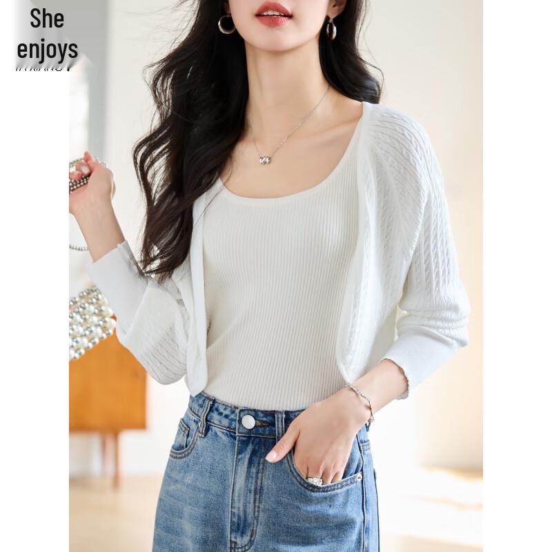 Women s Thin Hollow-Out V-Neck Knit Cardigan M