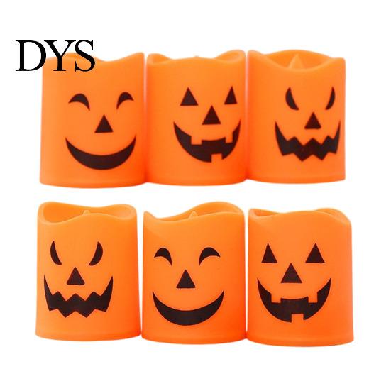 Unique Halloween House Accents 6 Pcs Battery Operated Flameless Tea Lights, Orange Flickering Electric Fake Indoor Festive Holiday Lights Candles,