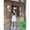Kumikumi Sweet Style Pink Double-Layer Lace Vest One piece Dress Women clothing Summer Chic Age-Reducing Slimming Short dress