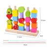 Montessori Wooden Toys Stacks Blocks Puzzle Game Colorful Beaded Fruit Color Shape Matching Early Educational Toys Gift for Kids