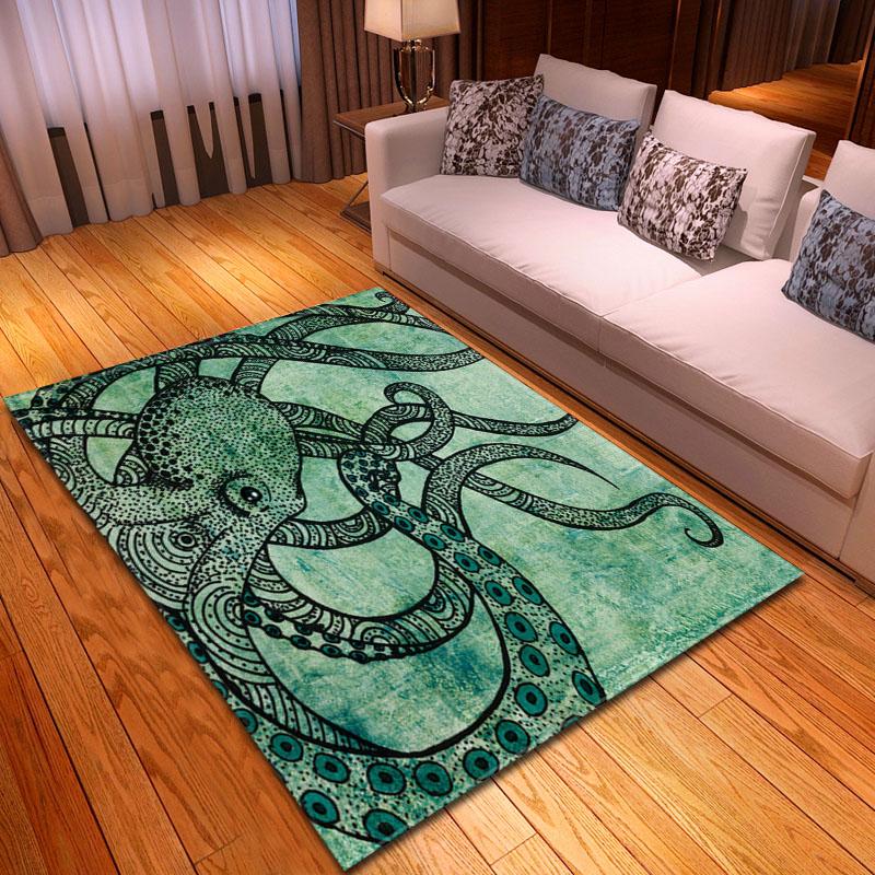Octopus Living Room Carpet Monster Octopus Bedroom Area Rug Kids Home Decor Room Floor Mat Kitchen Bathroom Mat Anti-Skid