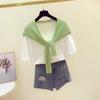Stylish Women's Knit Shawl - 2026 Spring Celebrity Style Shoulder Wrap with Knotted Neckline Faux Collar Scarf