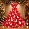 Women's Sexy Off Shoulder Christmas Print Retro Dress for Party