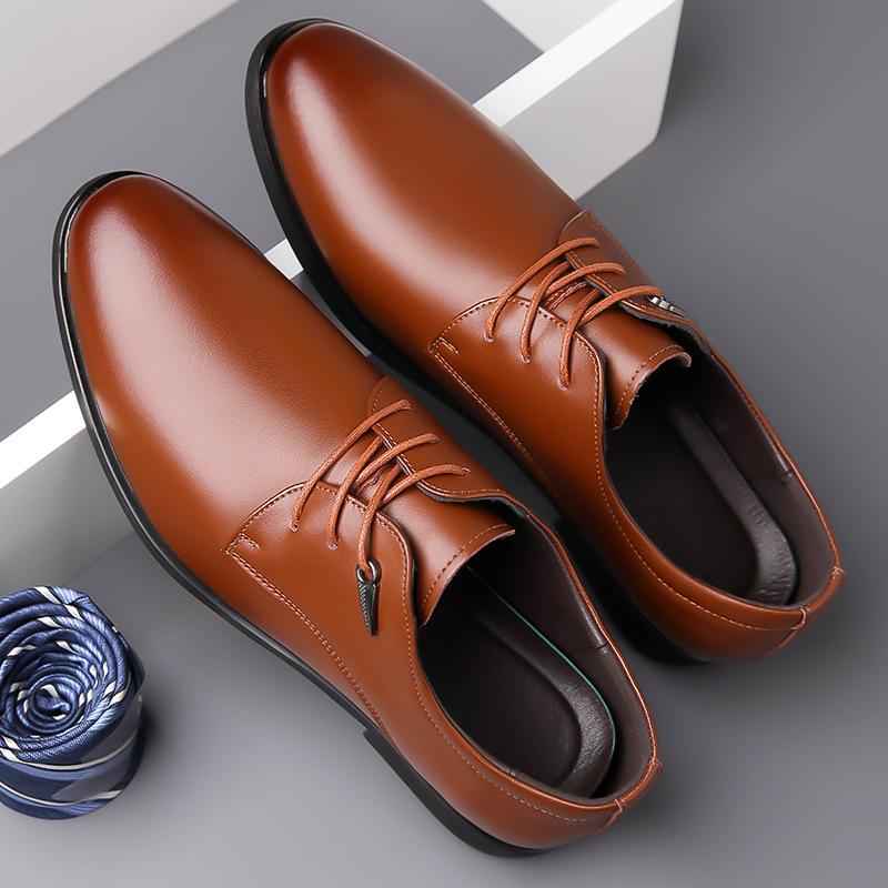 

Leather shoes men s genuine leather business dress autumn pointed shoes men s civil servant straps professional wear men s shoes comfortable 44
