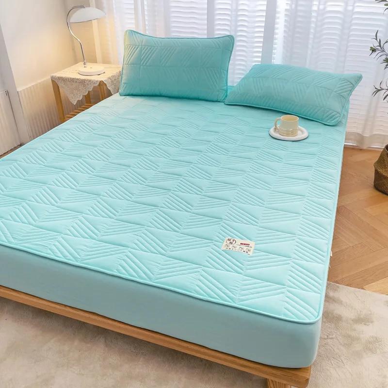 Quilted Waterproof Cotton Mattress Cover Thicken Mattress Protector Fitted Sheet with Elastic Double King Queen Size Bed Cover