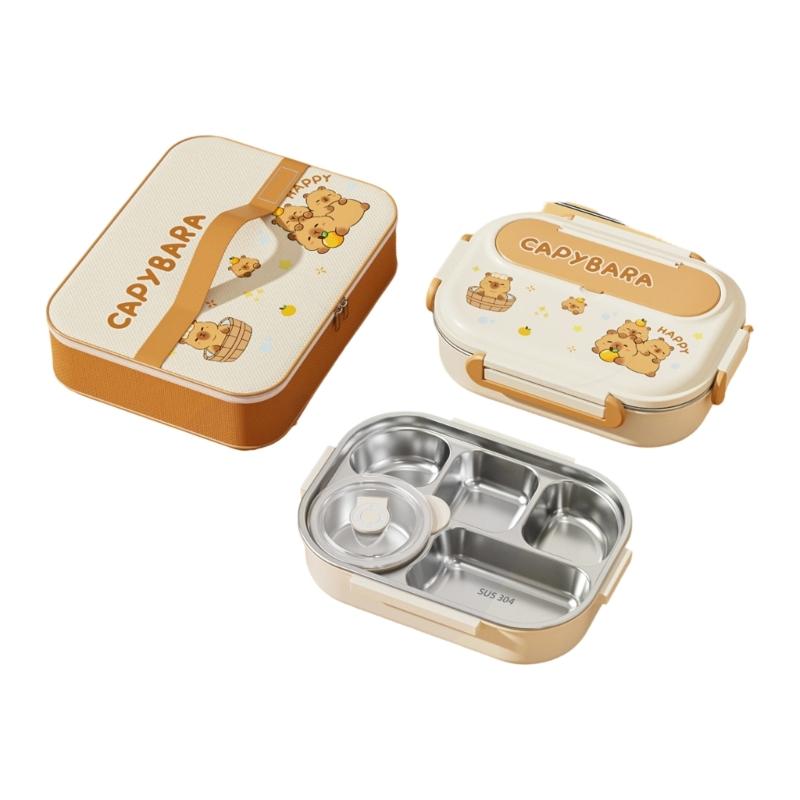 Stainless Steels Meal Preps Container Leak Proof Multiple Compartment Microwaveable Lunch Box For Travel Outdoor Use