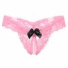 Hot Sexy Open Crotch Thongs G-String Lingerie Women Sexy Crotchless Panties Bowknot Pearls Lace Underwear Nightwear G-string