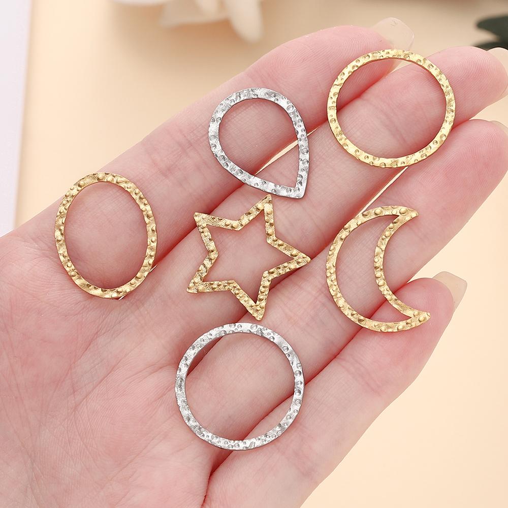 6pcs Gold Color Stainless Steel Geometric Bezel Frame Charms Pendants for DIY Earring Necklace Jewelry Making Findings Supplies