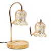 Candle Lamp Dimmable Timing Wooden Base Glass Lampshade Anti Slip Metal Pole Candle Warmer with