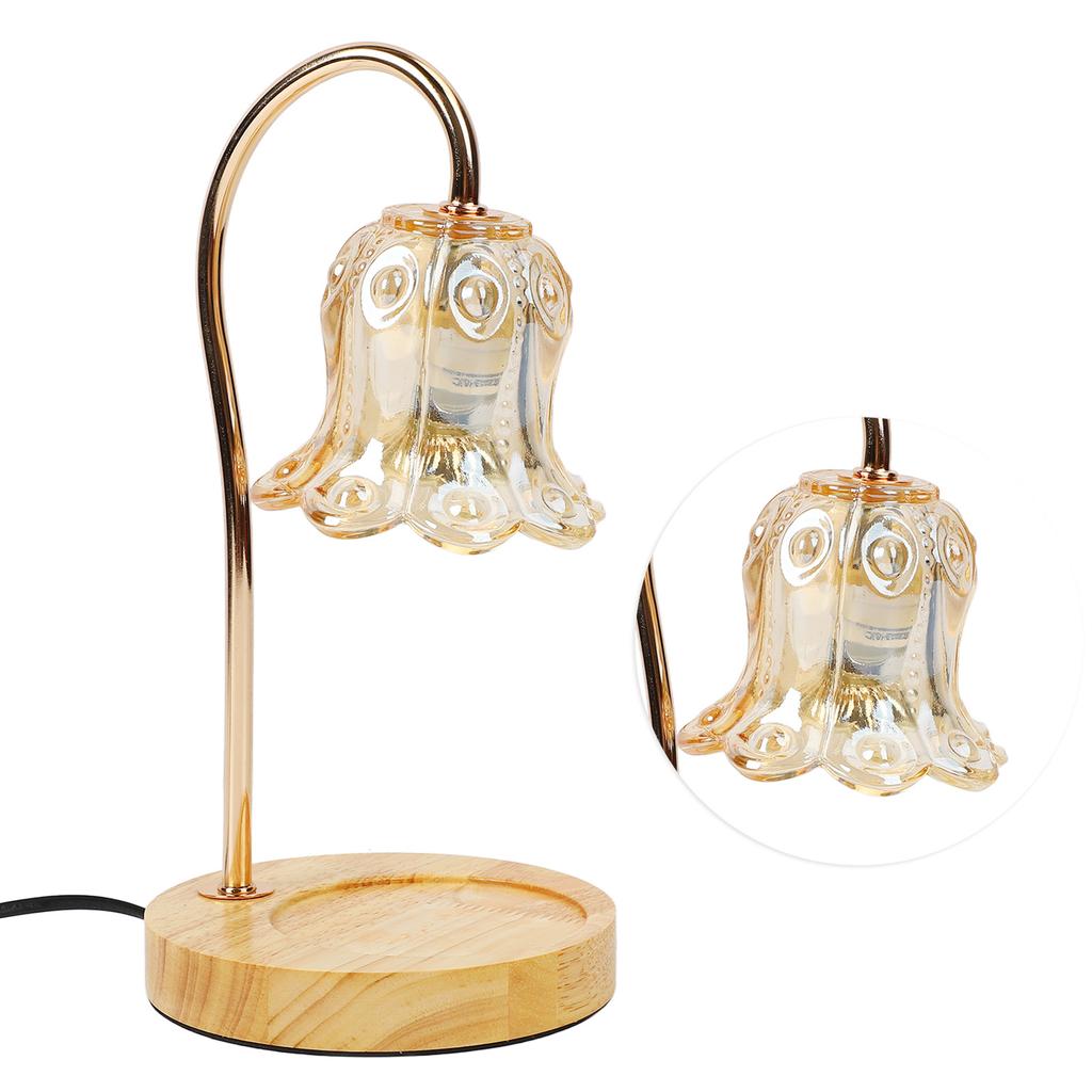 Candle Lamp Dimmable Timing Wooden Base Glass Lampshade Anti Slip Metal Pole Candle Warmer with