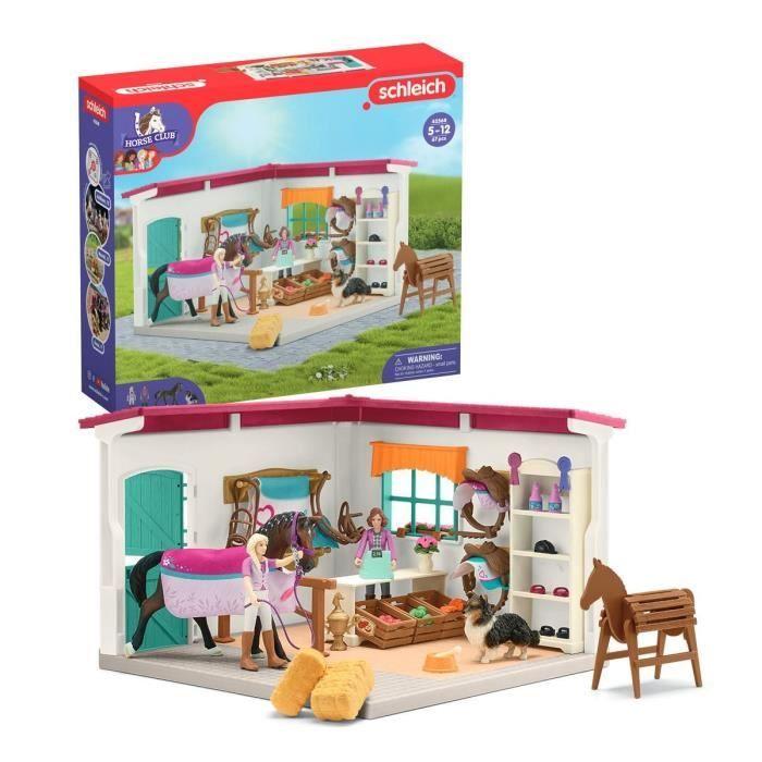 Boutique D'équitation Pour Chevaux Schleich, Coffret Schleich Avec 67 Éléments Inclus Dont 1 Cheval Schleich, Coffret Figurines