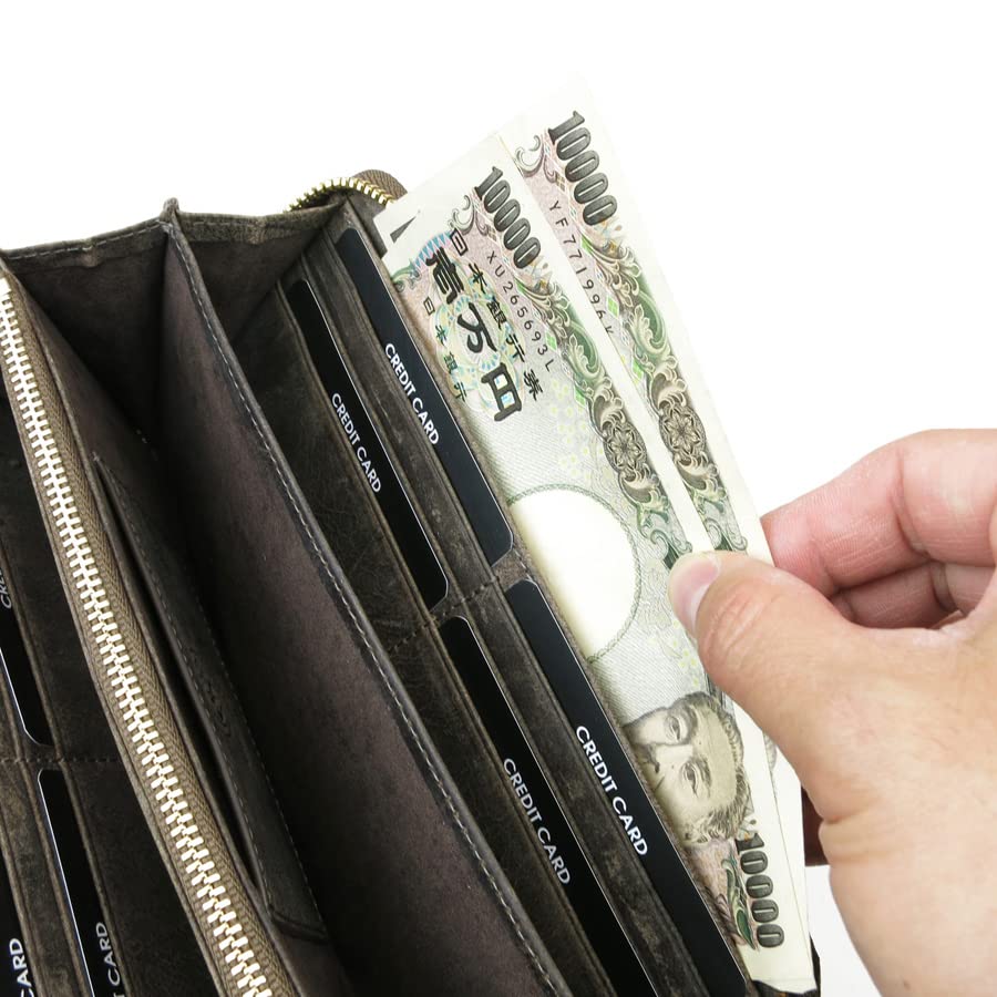 Baggy Port Long Wallet, Kudu Leather, Unisex, Round Zipper, ZKM-900 (Gray)