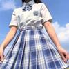 Gentle Blade Authentic JK Uniform: Plaid Pleated Skirt & College Style Short Shirt Set